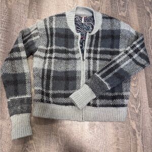 Free People Grey Zip Up Sweater